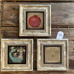 Oscar Stone Decor Çerçeveli Taş Duvar Dekoru Tablo 3'lü Set 20x20cm Nar Duası Şahmeran Esmaül Hüsna