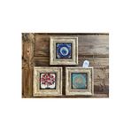 Oscar Stone Decor Çerçeveli Taş Duvar Dekoru Tablo 3'Lü Set 20X20Cm Nazar Boncuğu Nar Ağacı 3Cdd-40-433