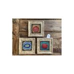 Oscar Stone Decor Çerçeveli Taş Duvar Dekoru Tablo 3'lü Set 20x20cm Nazar Göz Nar Nar Dua 3CDD-40-495