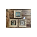 Oscar Stone Decor Çerçeveli Taş Duvar Dekoru Tablo 3'lü Set 20x20cm Şahmeran Desen Yaşam Çiçeği 3CDD-40-503