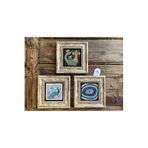 Oscar Stone Decor Çerçeveli Taş Duvar Dekoru Tablo 3'Lü Set 20X20Cm Tavus Kuşu Şahmeran Nazar Göz 3Cdd-40-387