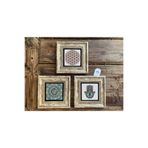 Oscar Stone Decor Çerçeveli Taş Duvar Dekoru Tablo 3'Lü Set 20X20Cm Yaşam Çiçeği Fatma Ana Desen 3Cdd-40-561