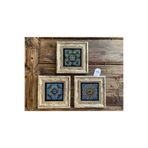 Oscar Stone Decor Çerçeveli Taş Tablo 20X20 Cm 3 Lü Blue Pattern Set Mavi Desen Seti 3Cdd-40-319