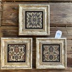 Oscar Stone Decor Çerçeveli Taş Tablo 20x20 cm 3 Lü Brown Pattern Tile Set