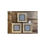 Oscar Stone Decor Çerçeveli Taş Tablo 20x20 cm 3 Lü Set Blue Yellow Pattern Set
