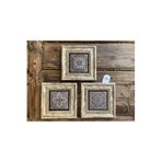 Oscar Stone Decor Çerçeveli Taş Tablo 20X20 Cm 3 Lü Set Brown Pattern Kahverengi Desen Seti 3Cdd-40-338