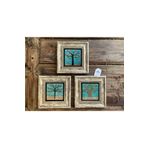 Oscar Stone Decor Çerçeveli Taş Tablo 20x20 cm 3 Lü Set Çiçek Ağaçları Seti Tree Set