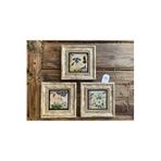Oscar Stone Decor Çerçeveli Taş Tablo 20X20 Cm 3 Lü Set Çiçek Kuş Seti Bird Flower 3Cdd-40-309