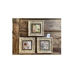 Oscar Stone Decor Çerçeveli Taş Tablo 20x20 cm 3 Lü Set Çiçek Resmi Flower Picture