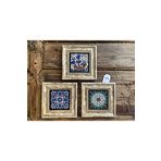Oscar Stone Decor Çerçeveli Taş Tablo 20x20 cm 3 Lü Set Çini Desenleri Gemi Çizimi