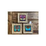 Oscar Stone Decor Çerçeveli Taş Tablo 20x20 cm 3 Lü Set Color Tree Renkli Ağaç Seti