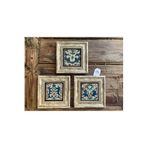 Oscar Stone Decor Çerçeveli Taş Tablo 20X20 Cm 3 Lü Set Desen Seti Pattern Tile Set 3Cdd-40-317