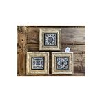 Oscar Stone Decor Çerçeveli Taş Tablo 20x20 cm 3 Lü Set Desen Seti Pattern Tile Set