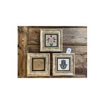 Oscar Stone Decor Çerçeveli Taş Tablo 20x20 cm 3 Lü Set Ebruli Esmaül Hüsna Fatma Ana Eli
