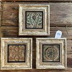 Oscar Stone Decor Çerçeveli Taş Tablo 20x20 cm 3 Lü Set Eski Kapı Desenler