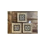Oscar Stone Decor Çerçeveli Taş Tablo 20x20 cm 3 Lü Set Flower Set Çiçek Seti