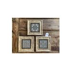 Oscar Stone Decor Çerçeveli Taş Tablo 20x20 cm 3 Lü Set Green Pattern Set Yeşil Desenler