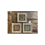 Oscar Stone Decor Çerçeveli Taş Tablo 20x20 cm 3 Lü Set Old Door Pattern Eski Kapı Desenleri