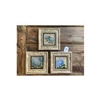 Oscar Stone Decor Çerçeveli Taş Tablo 20x20 Cm 3 Lü Set Ortanca Çiçek Seti Flower 3CDD-40-306
