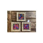 Oscar Stone Decor Çerçeveli Taş Tablo 20x20 cm 3 Lü Set Renkli Desenler Color Tile
