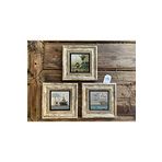 Oscar Stone Decor Çerçeveli Taş Tablo 20x20 cm 3 Lü Set Salon Çiçeği Seti