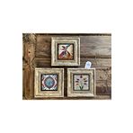 Oscar Stone Decor Çerçeveli Taş Tablo 20x20 cm 3 Lü Set Semazen Çini Desen Ebruli