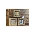Oscar Stone Decor Çerçeveli Taş Tablo 20x20 cm 3 Lü Set Vav Elif Fatma Ana Ebruli Desen