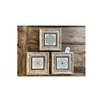 Oscar Stone Decor Çerçeveli Taş Tablo 20x20 cm 3 Lü Set Yaşam Çiçeği Sri Yantre Torus 3CDD-40-279