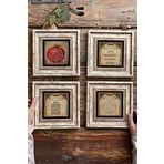 Oscar Stone Decor Çerçeveli Taş Tablo 20x20cm 4'lü Set(1104-464-463-462) Bereket Nazar Dua Ayetel