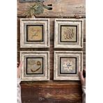 Oscar Stone Decor Çerçeveli Taş Tablo 20x20cm 4'lü Set(1168-414-384-345)kun Fe Yekun Allah Muhammed 4-4CDD-013