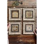 Oscar Stone Decor Çerçeveli Taş Tablo 20x20cm 4'lü Set(462-414-384-345)bereket Dua Vav Muhammed 4-4CDD-016