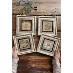 Oscar Stone Decor Çerçeveli Taş Tablo 20X20Cm 4'Lü Set(464-414-384-345) Nazar Dua Allah Vav Muhammed 4-4Cdd-018