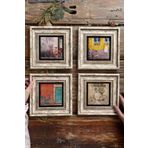 Oscar Stone Decor Çerçeveli Taş Tablo Duvar Dekoru 20x20cm 4'lü Set Bisiklet Set
