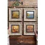 Oscar Stone Decor Çerçeveli Taş Tablo Duvar Dekoru 20x20cm 4'lü Set Eski Istanbul Tabloları Manzara 4-4CDD-104