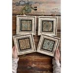 Oscar Stone Decor Çerçeveli Taş Tablo Duvar Dekoru 20X20Cm 4'Lü Set Eskitme Desenler 4-4Cdd-188