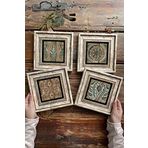 Oscar Stone Decor Çerçeveli Taş Tablo Duvar Dekoru 20x20cm 4'lü Set Eskitme Desenler