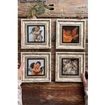Oscar Stone Decor Çerçeveli Taş Tablo Duvar Dekoru 20x20cm 4'lü Set Melek Tabloları