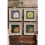 Oscar Stone Decor Çerçeveli Taş Tablo Duvar Dekoru 20x20cm 4'lü Set Nakış Desen Tabloları