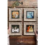 Oscar Stone Decor Çerçeveli Taş Tablo Duvar Dekoru 20x20cm 4'lü Set Semazen Seti