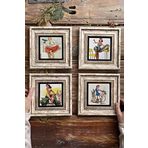 Oscar Stone Decor Çerçeveli Taş Tablo Duvar Dekoru 20x20cm 4'lü Set The Balm Collection