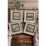Oscar Stone Decor Çerçeveli Taş Tablo Duvar Dekoru 20x20cm 4'lü Set Uçak Bisiklet Araba Seti