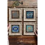 Oscar Stone Decor Çerçeveli Taş Tablo Duvar Dekoru 20X20Cm 4'Lü Set Yaşam Çiçeği Nazar Göz 4-4Cdd-532