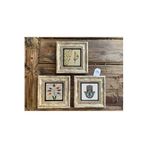 Oscar Stone Decor Çerçeveli Taş Tablo Vav Elif Fatma Ana Ebruli Desen 20X20 Cm 3 Lü 3Cdd-40-210