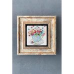 Oscar Stone Decor Çiçekli Fincan Çerçeveli Taş Tablo 20x20 Cm-wall Decor CDD-40-1326