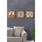 Oscar Stone Decor Decor Masif (Ahşap) Çerçeveli 3'lü Set Taş Tablo Pano 28x28 cm Semazen Hayat Ağacı Ebru 3PRMT-40-0493