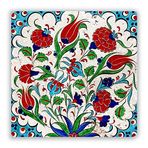 Oscar Stone Decor Doğaltaş Baskılı Bardak Altlığı Çini Desen 10 cm x 10 cm - Stone Coaster