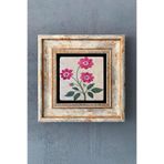 Oscar Stone Decor Ebru Desen Çiçek Çerçeveli Taş Tablo 20X20 Cm-Wall Decor Cdd-40-1135