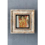 Oscar Stone Decor Gustav Klimt Red Woman Gold Snake Painting Çerçeveli Taş Tablo 20x20cm Wall Decor