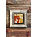 Oscar Stone Decor Gustav Klimt Sarı ve Kızıl Saçlı Kız Çerçeveli Taş Tablo 20x20cm Wall Decor