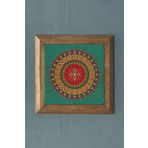 Oscar Stone Decor Mandala Masif Ahşap Çerçeveli Taş Tablo -Duvar Dekoru-28X28 CM